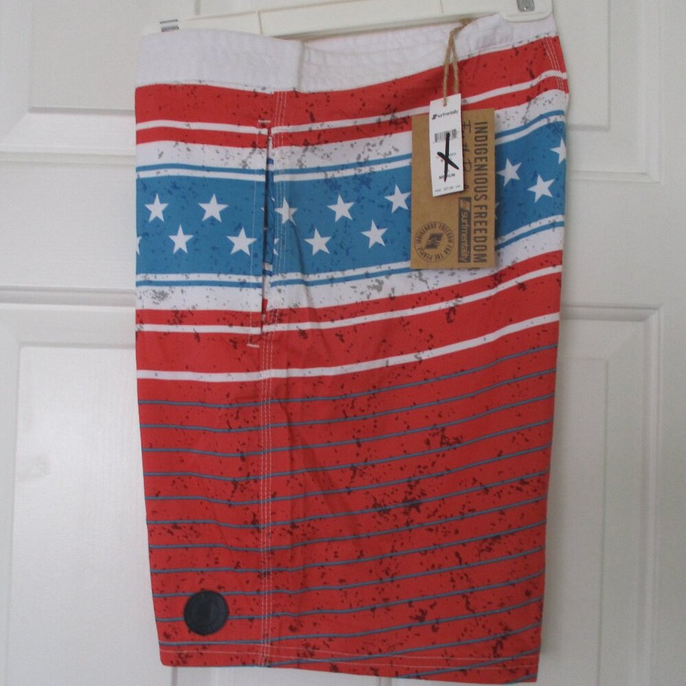Surfmentality Mens American Flag Swim Board Short NWT - Size 31W or M